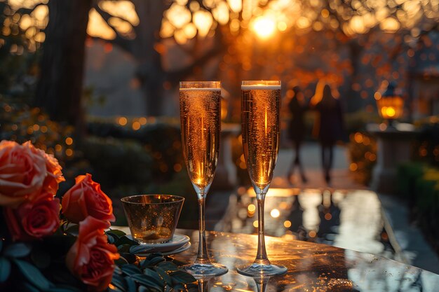 Deux boissons sur la table de l'arrière-cour en été évoque la relaxation la fraîcheur l'atmosphère de bonheur signifie