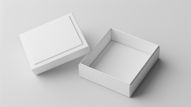 deux boîtes blanches sont ouvertes et l'une est ouverte et l'autre est blanche