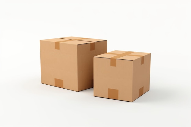 Deux boîtes de carton placées adjacentes sur une surface blanche ou transparente PNG Arrière-plan transparent