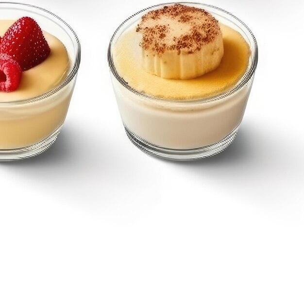 Deux bols de dessert avec des fraises et du fromage à la crème.