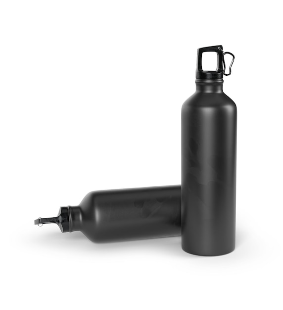 deux bouteilles à presser en métal noir