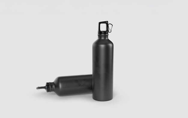deux bouteilles à presser en métal noir