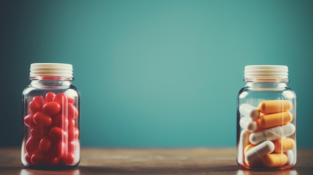 deux bouteilles de rouge et de blanc sont sur une table.