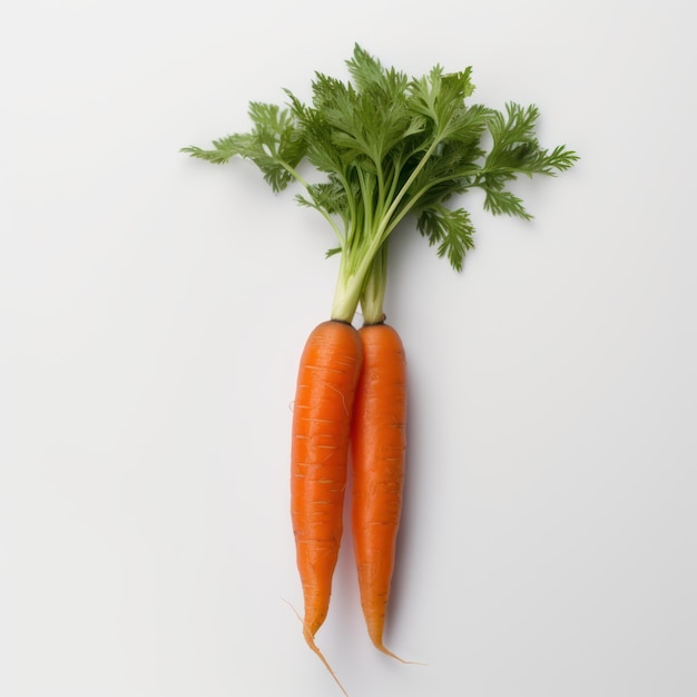 Deux carottes sur fond blanc IA générative