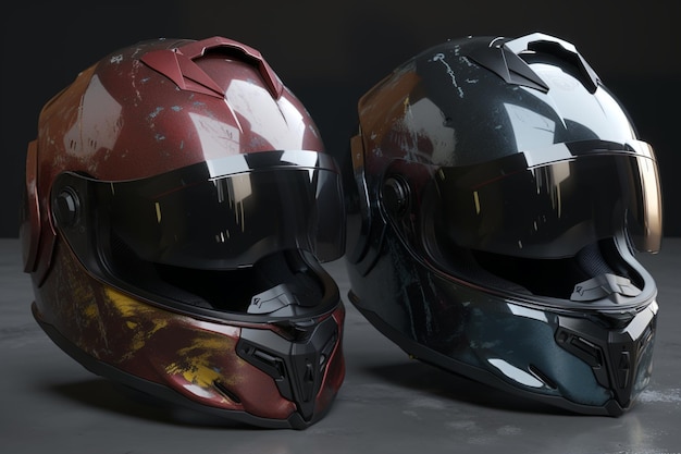 Deux casques avec le mot vitesse dessus