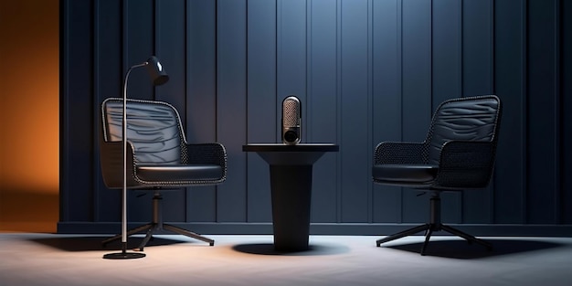 Deux chaises avec un haut-parleur à gauche et un haut-parleur à droite.