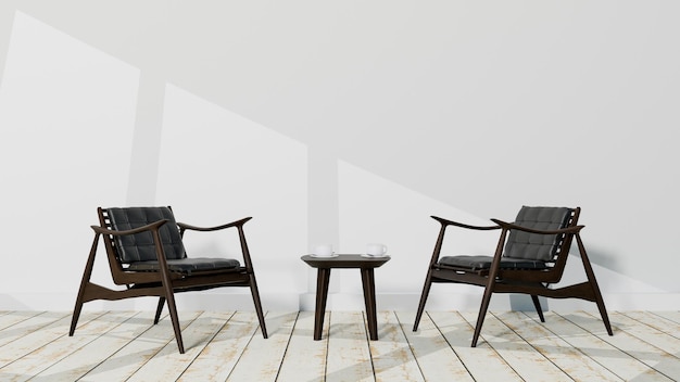 deux chaises et une table dans une pièce
