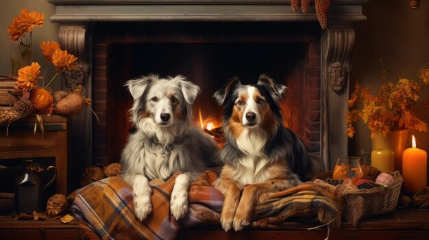 deux chiens sur le canapé à la maison