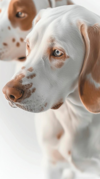 Deux chiens sont allongés sur une surface blanche.