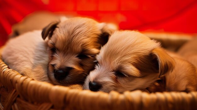 Deux chiots dans un panier