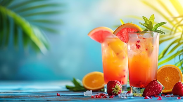 Deux cocktails sur fond d'été