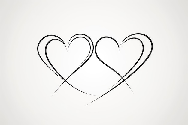 Deux contours de cœur sur fond blanc le jour de la Saint-Valentin AI générative