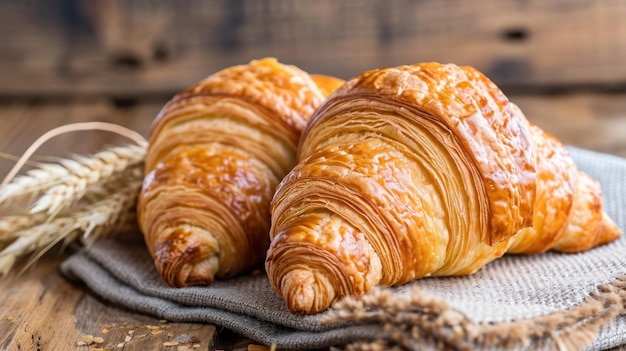 Deux croissants sur tissu