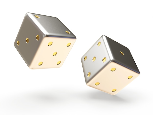 Deux cubes de dés en argent