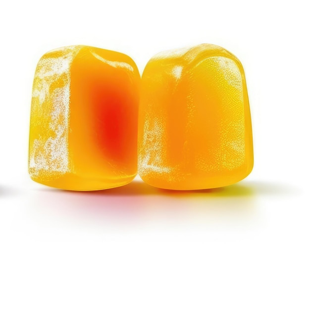 Deux cubes de glace orange et jaune