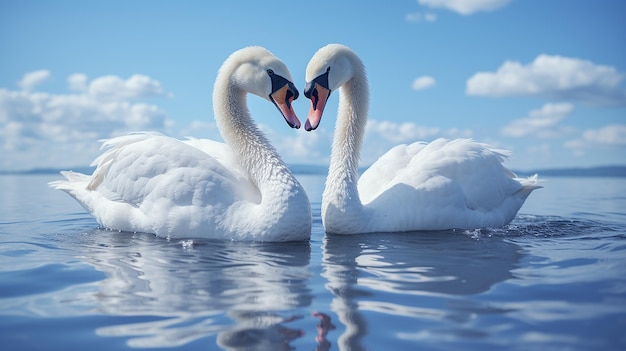 deux cygnes blancs dans un fond romantique une image 3D unique