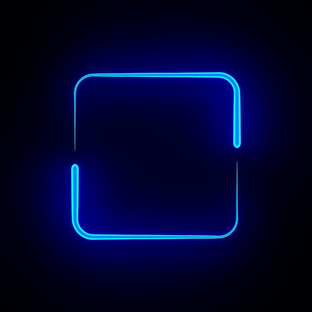 Deux éléments néon bleu sur fond noir rendu d'illustration 3D