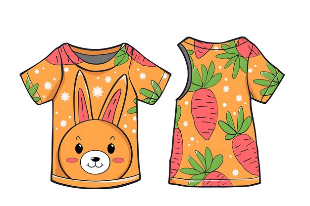 Photo deux enfants de dessins animés avec un portant une chemise qui dit lapin sur elle