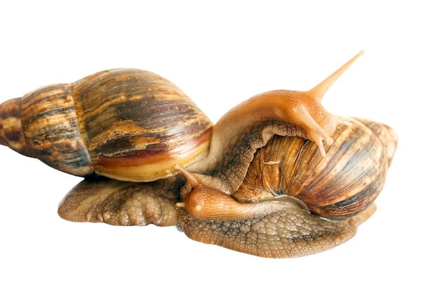 Deux escargots Achatina géant isolé