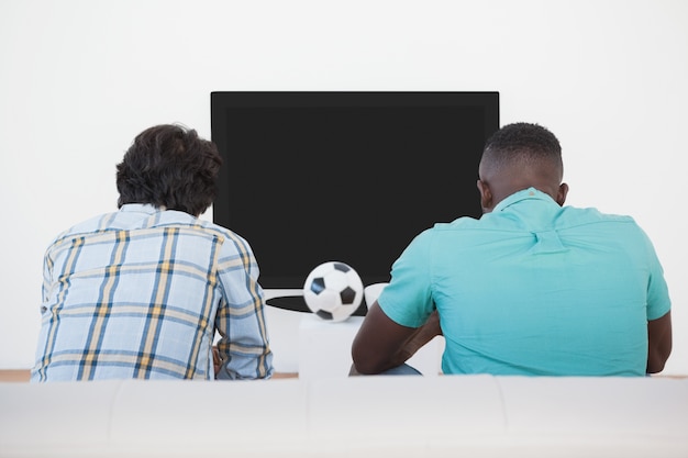 Deux fans de football devant la télé