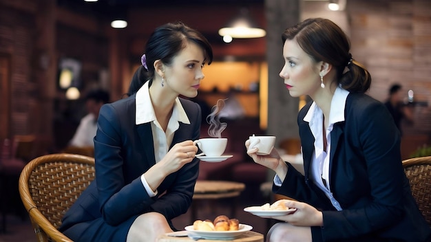 Deux femmes d'affaires dans un café.