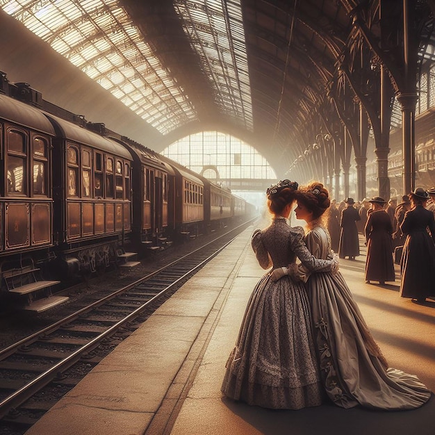 deux femmes en une despedida en el train