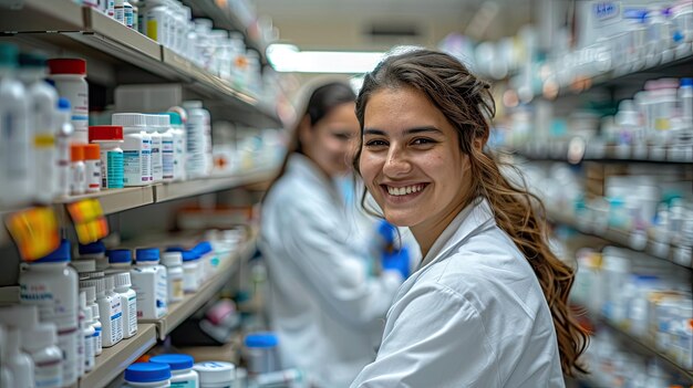 Photo deux femmes en manteaux blancs sourient à la caméra