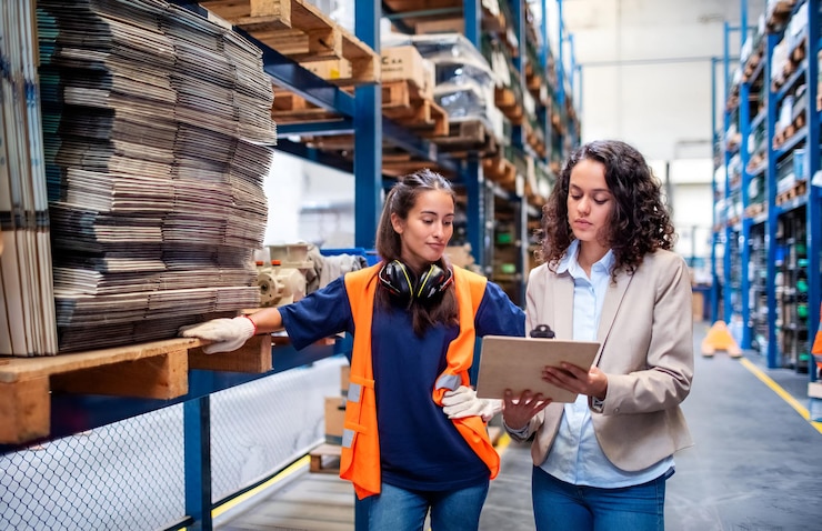 Photo deux femmes travaillant dans le magasin de l'entreprise.