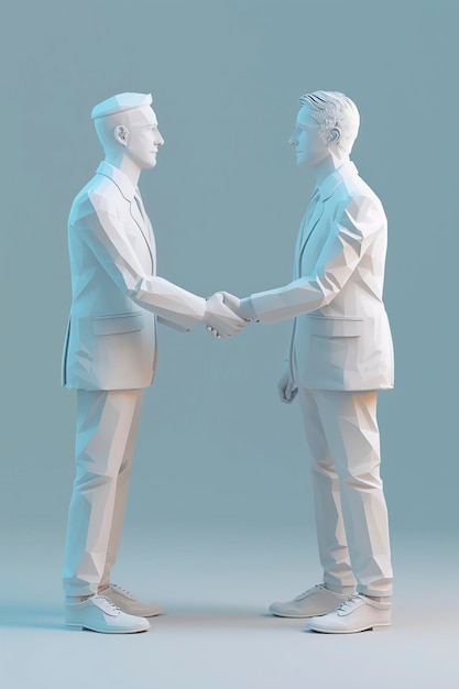 Deux figurines se serrent la main