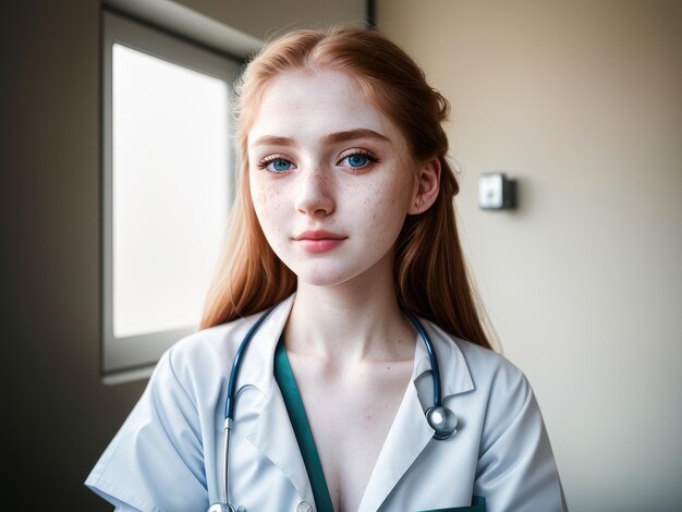 Deux filles en blouse blanche sont assises à un bureau avec un stéthoscope autour du cou