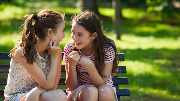 Deux filles qui bavardent.