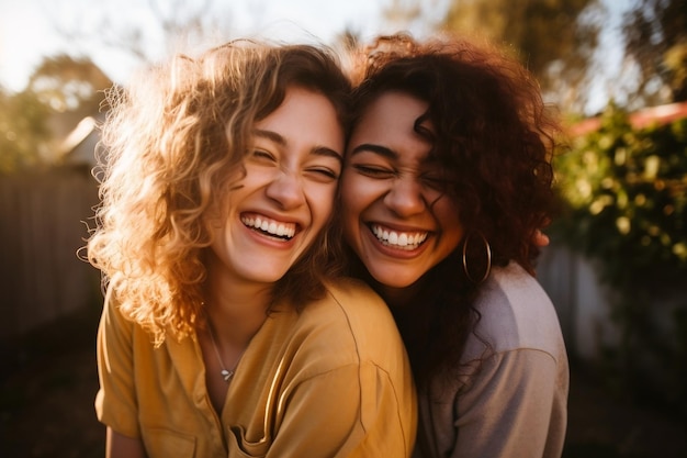 Deux filles rient IA générative