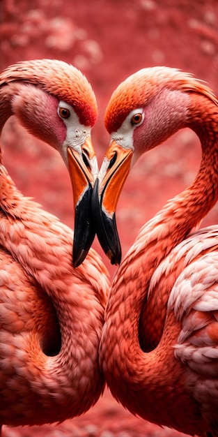 Photo deux flamants amoureux