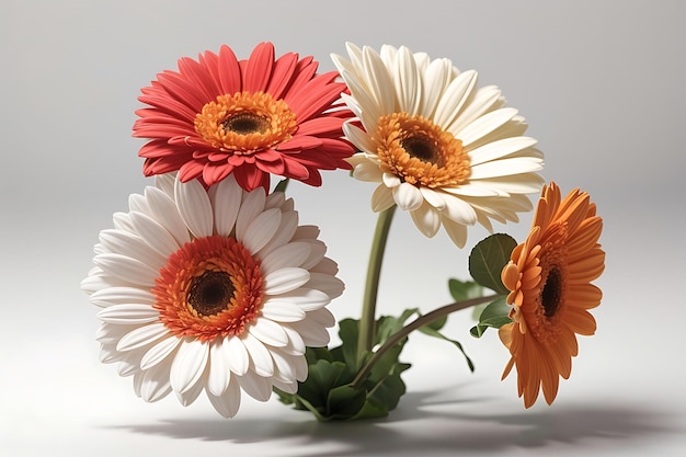 Deux fleurs de gerbera sur blanc