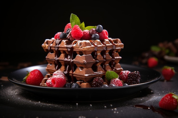 Deux gaufres au chocolat isolées sur fond blanc