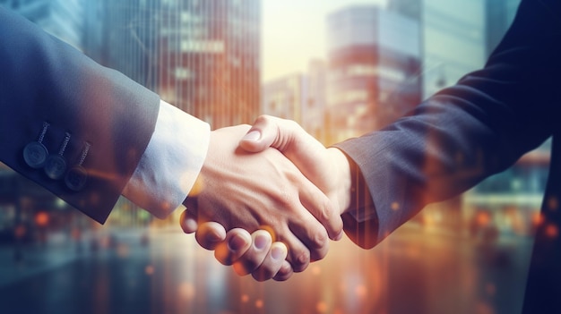 Deux hommes d'affaires confiants se serrant la main lors d'une réunion au bureau