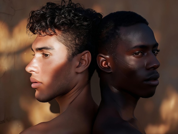 Deux hommes aux cheveux bouclés debout l'un à côté de l'autre