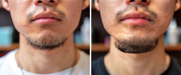 Deux images d'un homme avec une barbe