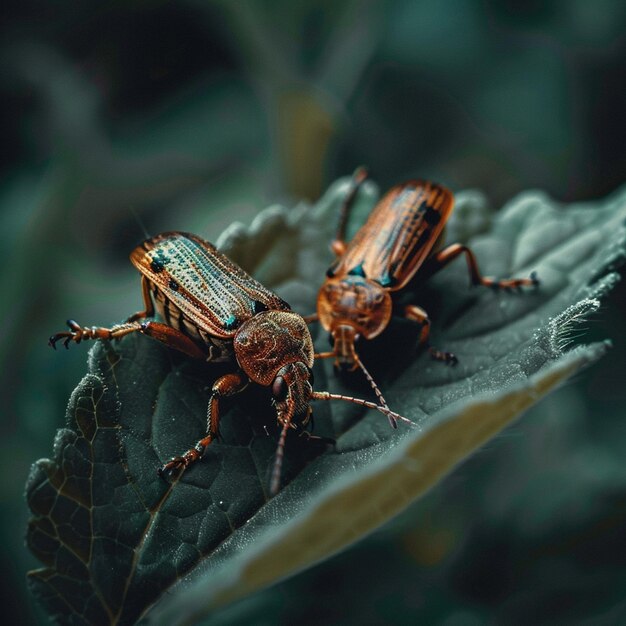 Deux insectes bruns sur une photographie à mise au point sélective