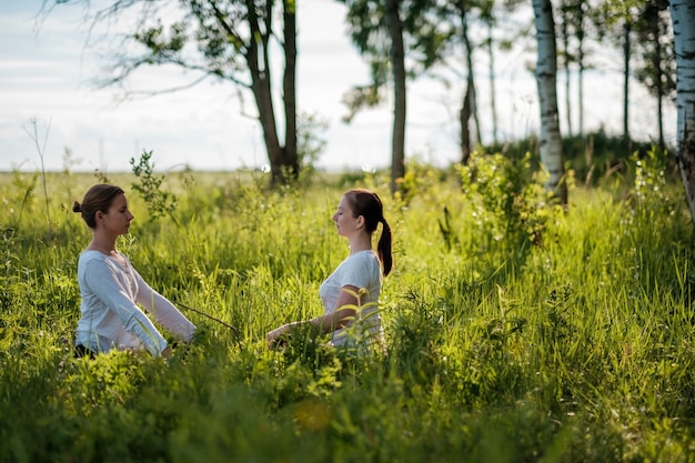 Deux, jeunes femmes, apprécier, nature