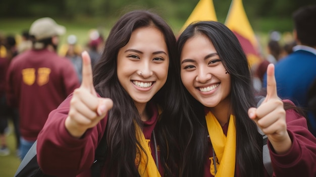 Deux jeunes femmes asiatiques parcourent les rues