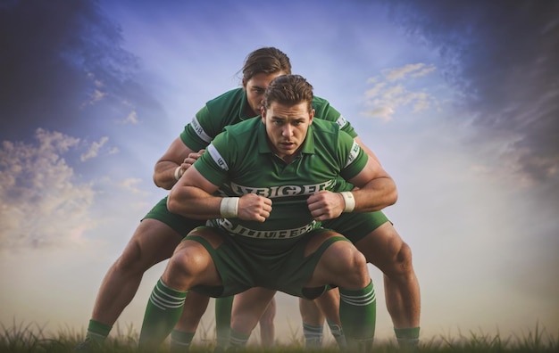 Deux joueurs de rugby dans une mêlée