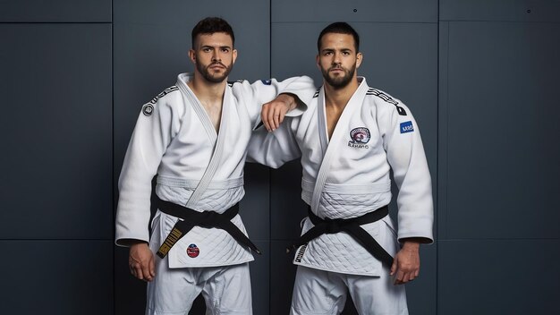 Photo les deux judokas posent sur le gris.