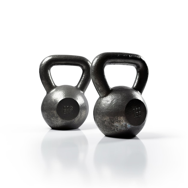 Deux kettlebells noirs sont assis côte à côte