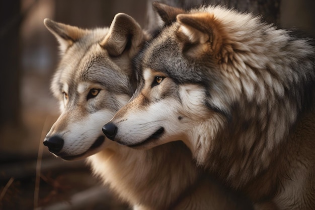 Deux loups dans une forêt