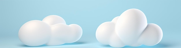 Deux nuages sur un fond bleu IA générative