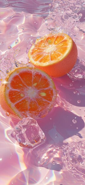 Deux oranges submergées dans l'eau