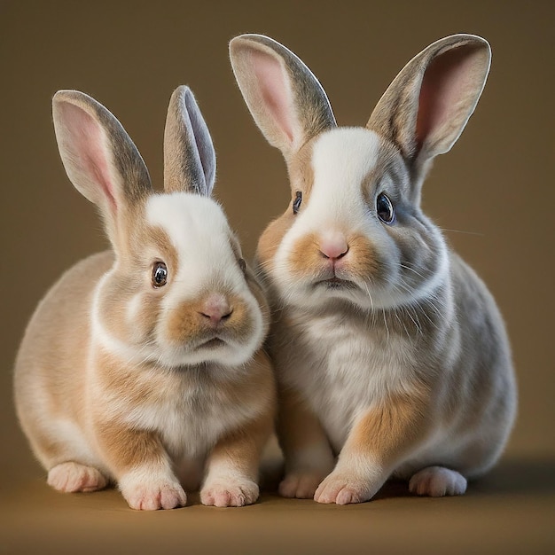 deux oreilles de lapin sont assises l'une à côté de l'autre