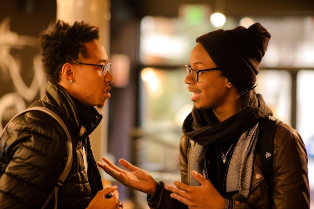 Photo deux personnes engagées dans une conversation mutuelle ia générative