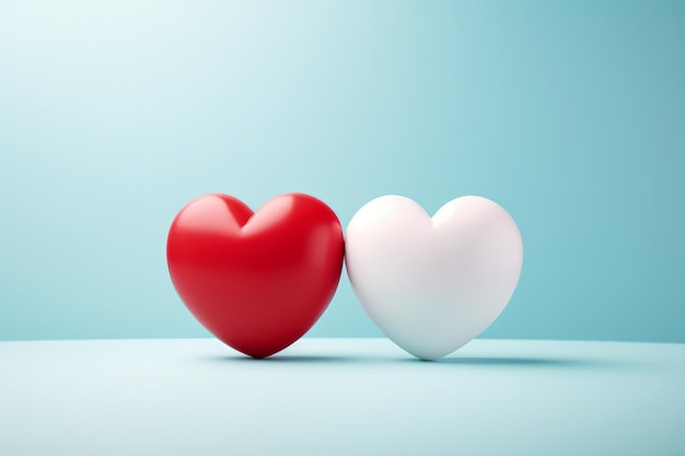 Photo deux petits cœurs un symbole de couple pour les cartes de vœux de la saint-valentin et les célébrations d'amour